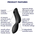 Satisfyer Curvy Trinity 2 - léghullámos 2in1 vibrátor (fekete)