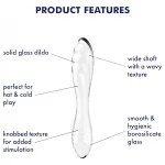 Satisfyer Dazzling Crystal 1 - kétvégű üveg dildó (átlátszó)
