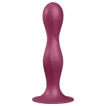 Satisfyer Double Ball-R - tapadókorongos súlyozott dildó (piros)