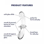 Satisfyer Double Crystal - kétvégű üveg dildó (átlátszó)