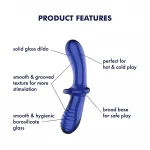 Satisfyer Double Crystal - kétvégű üveg dildó (kék)