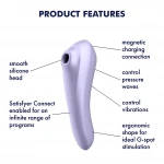 Satisfyer Dual Pleasure - app-vezérelt léghullámos csiklóizgató vibrátor (lila)