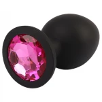 Senuelo Booty Fantasy - szilikon anál plug kristállyal (fekete) - L
