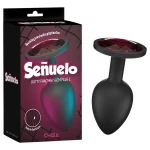 Senuelo Booty Fantasy - szilikon anál plug kristállyal (fekete) - L