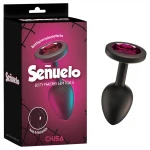 Senuelo Booty Fantasy - szilikon anál plug kristállyal (fekete) - S