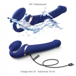 Strap-on-me M - felcsatolható, léghullámos vibrátor (kék)