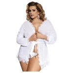 Subblime Queen Plus - fehér csipke köntös szett (XL-2XL)