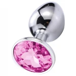Sunfo - fém anál plug pink kővel (ezüst)
