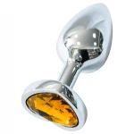 Sunfo - fém anál plug szív alakú arany kővel (ezüst)