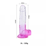 Sunfo - tapadókorongos, herés dildó - 22 cm (átlátszó-lila)