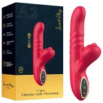 Erospace Sweet Play - 2in1 lökő és csiklóizgató vibrátor (piros)