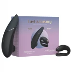 Womanizer Lust & Luxury - léghullámos csiklóizgató és párvibrátor szett (fekete)