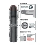 Pipedream - X-TENSION Mega 3 - élethű péniszköpeny (22,8 cm, fekete)