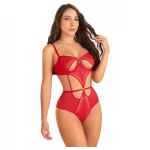 Zôf Ruby - kivágásos csipke body állítható pántokkal (piros)